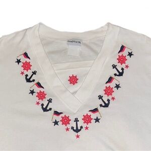 Vintage bonworth white embroidered sailor shirt